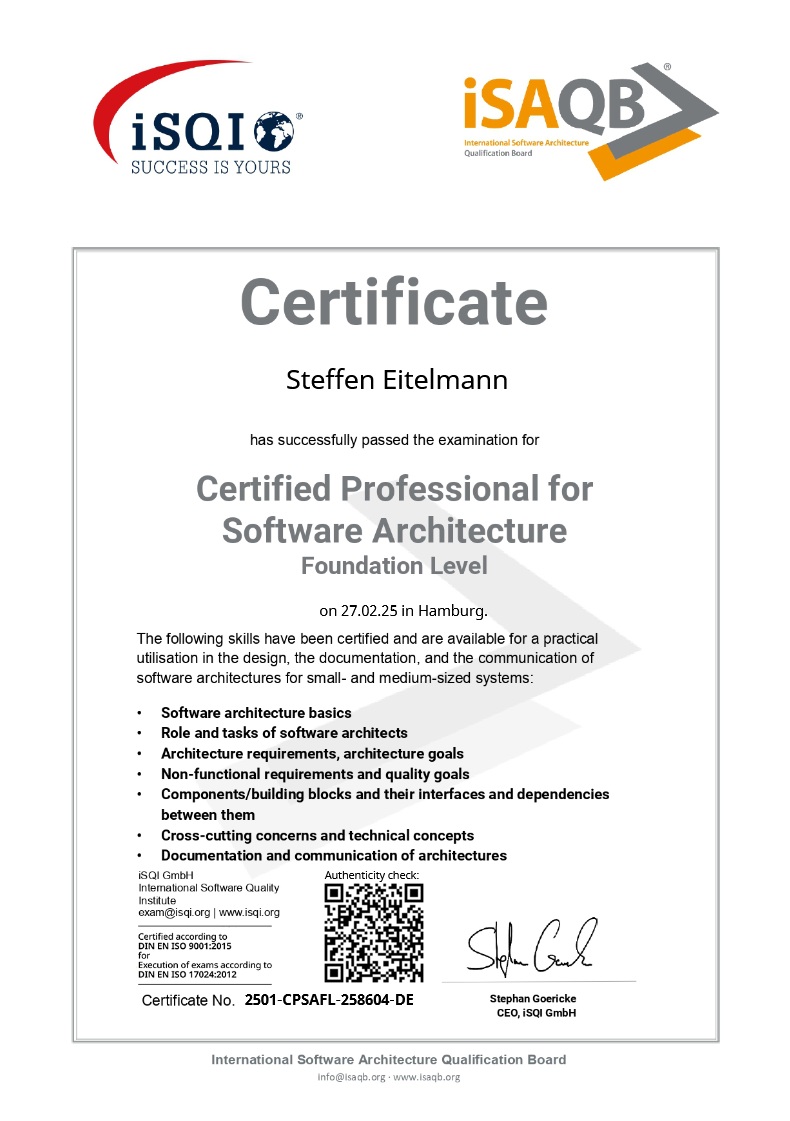 iSAQB® Certified Professional for Software Architecture Foundation Level